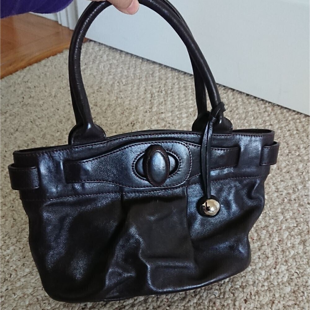 Furla espresso Italian leather hand bag
